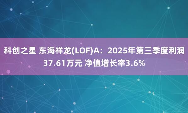 科创之星 东海祥龙(LOF)A：2025年第三季度利润37.61万元 净值增长率3.6%