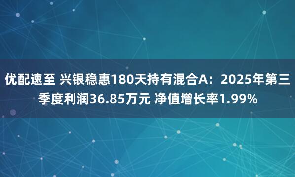 优配速至 兴银稳惠180天持有混合A：2025年第三季度利润36.85万元 净值增长率1.99%