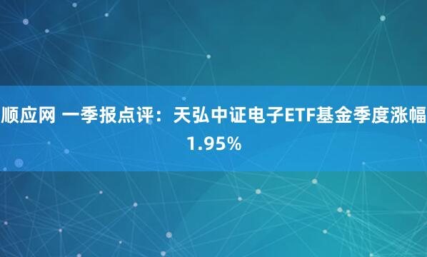 顺应网 一季报点评：天弘中证电子ETF基金季度涨幅1.95%