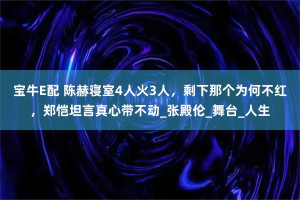 宝牛E配 陈赫寝室4人火3人，剩下那个为何不红，郑恺坦言真心带不动_张殿伦_舞台_人生